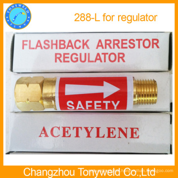 Flashback arrestor for regulator valve 288L 288R
